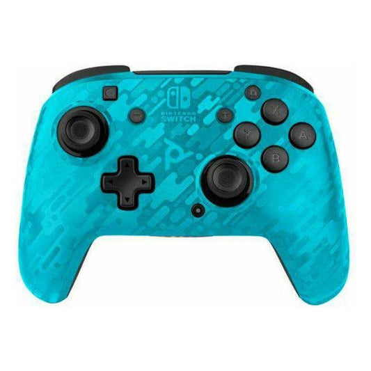 PDP Gaming Faceoff Wireless Deluxe Controller: Neon Blue Camo - Nintendo Switch