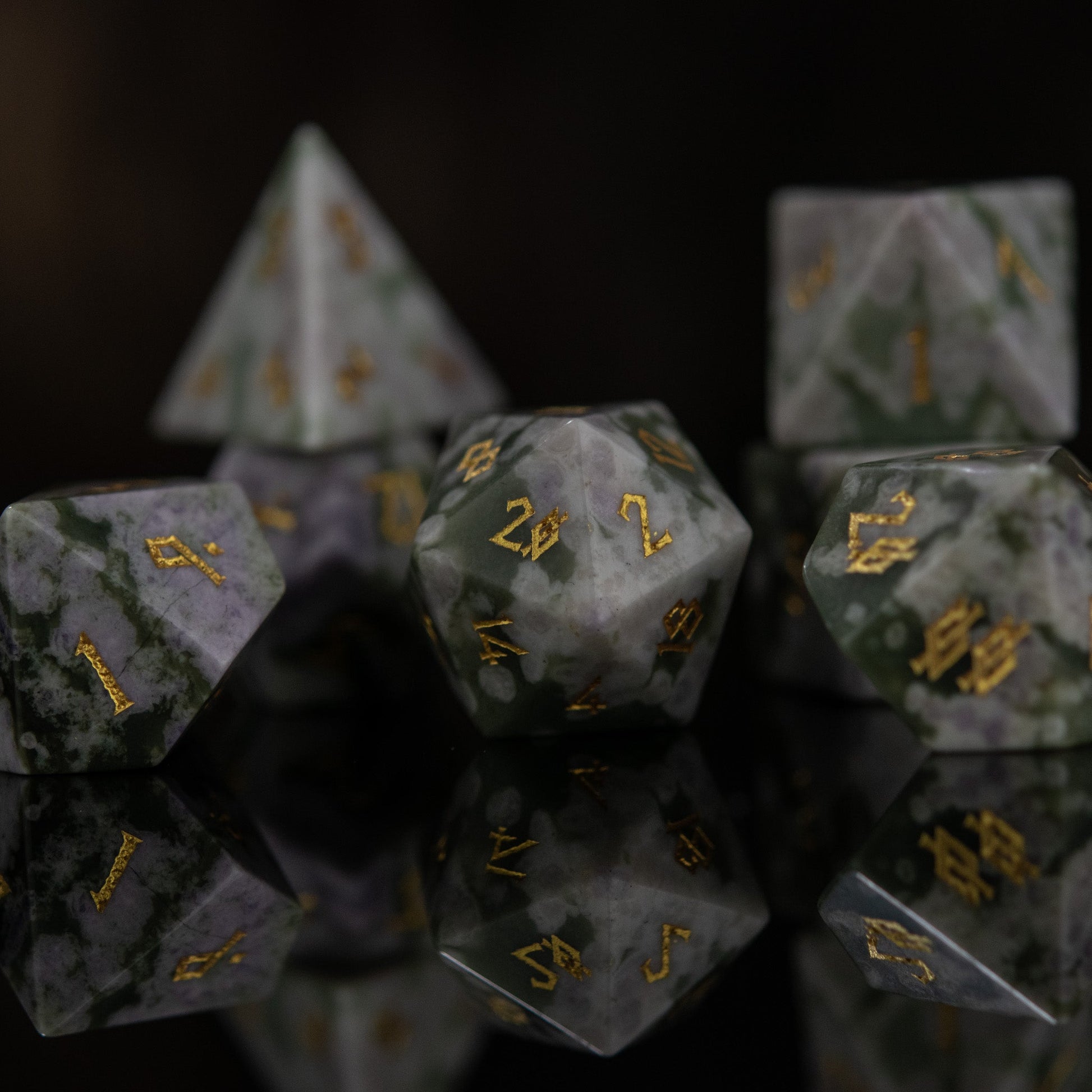 Peace Jade Stone Dice Set