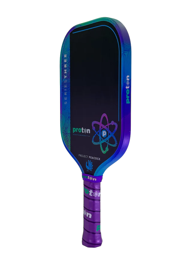 Proton Project Peacock 15mm Elongated Black/Jade/Plum Pickleball Paddle & Cover