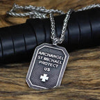 Roman St.Michael Stainless Steel Amulet Necklace - 