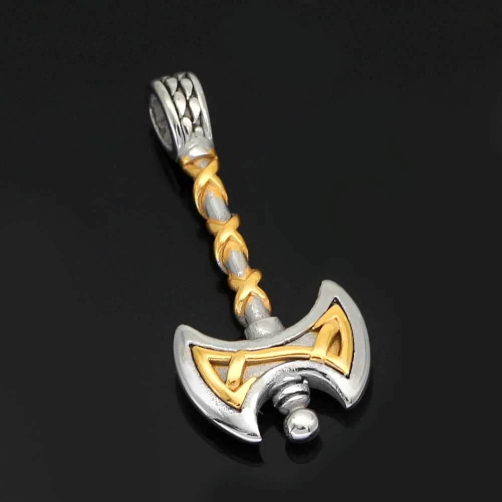 Vikings Axe Celtic Knot Stainless Steel Necklace - 