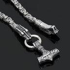 Vikings Fenrir Mjolnir Stainless Steel Necklace - 