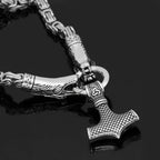 Vikings Fenrir Mjolnir Stainless Steel Necklace - 
