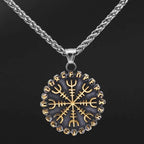 Vikings Helm of Awe Compass Rune Pendant Necklace - 