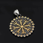 Vikings Helm of Awe Compass Rune Pendant Necklace - 