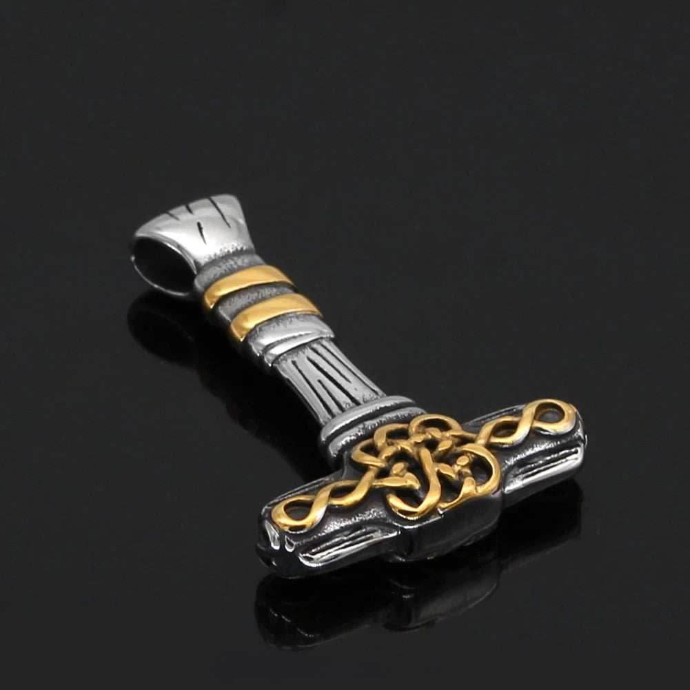 Vikings Mjolnir Celtic Knot Stainless Steel Necklace - 