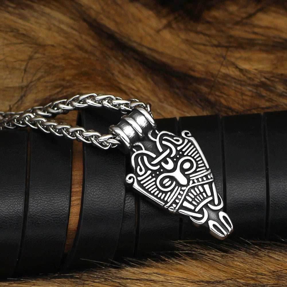 Vikings Odin's Face Stainless Steel Pendant Necklace - 