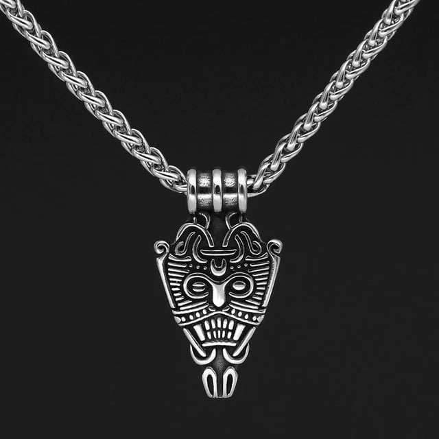 Vikings Odin's Face Stainless Steel Pendant Necklace - 