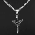 Vikings Sword Valknut and Rune Stainless Steel Necklace - 