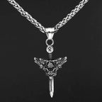 Vikings Sword Valknut and Rune Stainless Steel Necklace - 