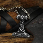 Vikings Thor's Hammer Rune Stainless Steel Necklace - 