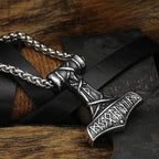 Vikings Thor's Hammer Rune Stainless Steel Necklace - 
