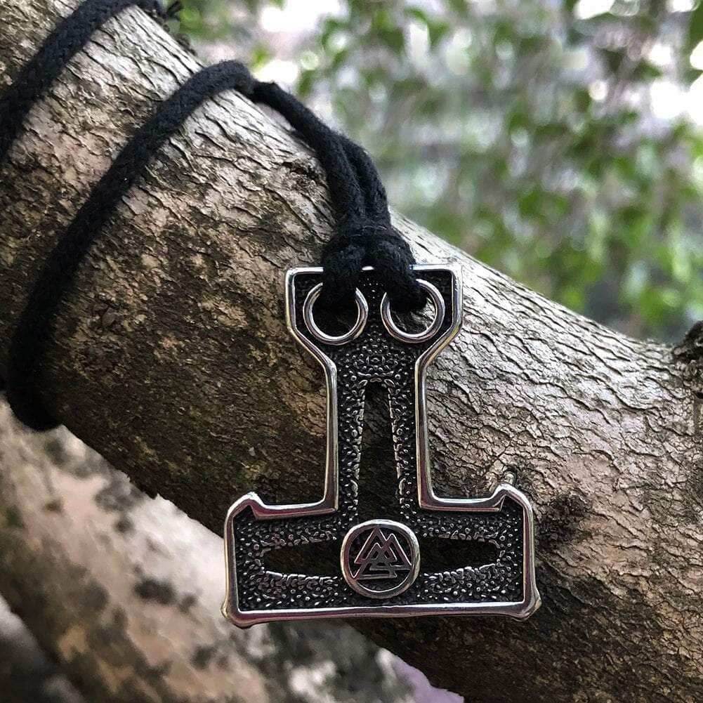 Vikings Thor's Hammer Valknut Stainless Steel Necklace - 