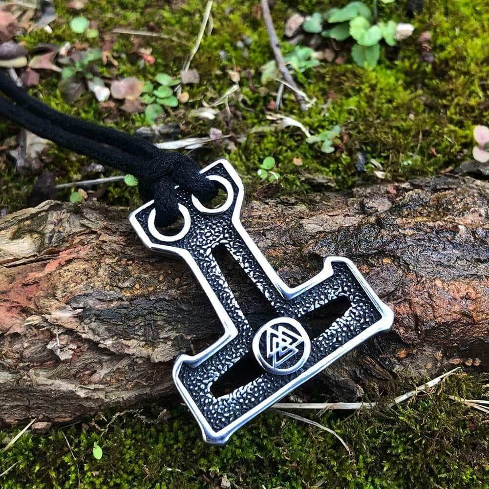 Vikings Thor's Hammer Valknut Stainless Steel Necklace - 