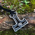 Vikings Thor's Hammer Valknut Stainless Steel Necklace - 