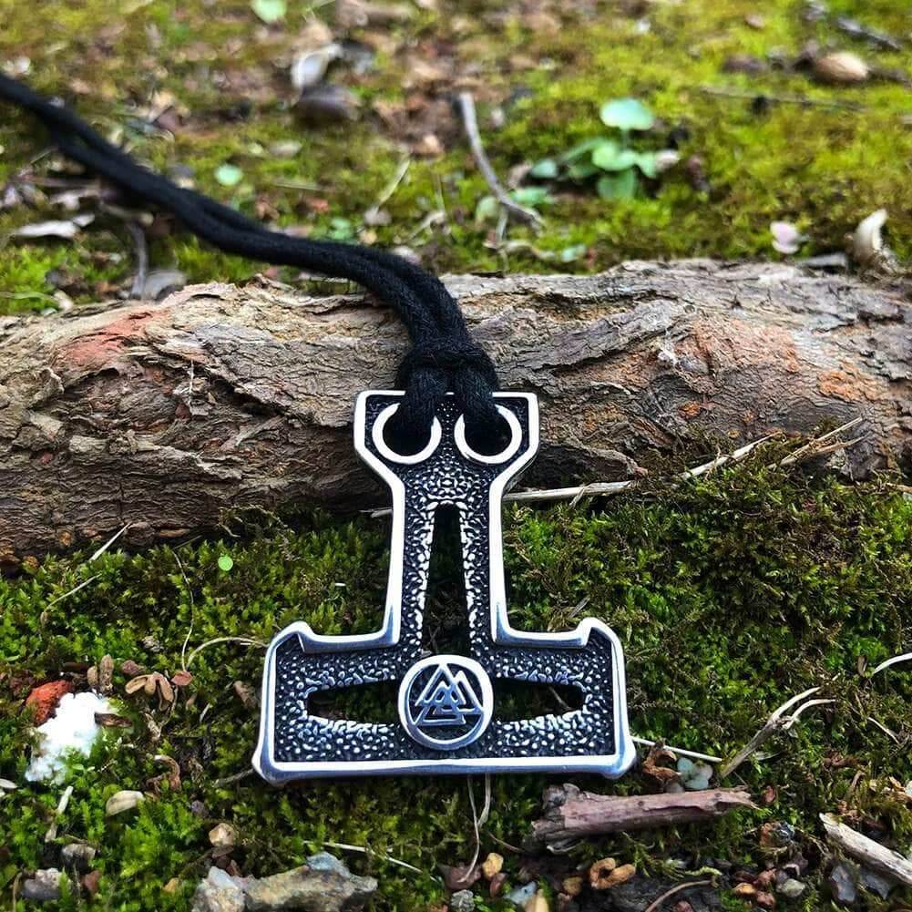 Vikings Thor's Hammer Valknut Stainless Steel Necklace - 