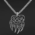 Vikings Wolf Paw Valknut Stainless Steel Necklace - 