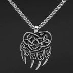 Vikings Wolf Paw Valknut Stainless Steel Necklace - 