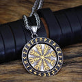Vikings Helm of Awe Runic Stainless Steel Necklace - 