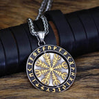 Vikings Helm of Awe Runic Stainless Steel Necklace - 