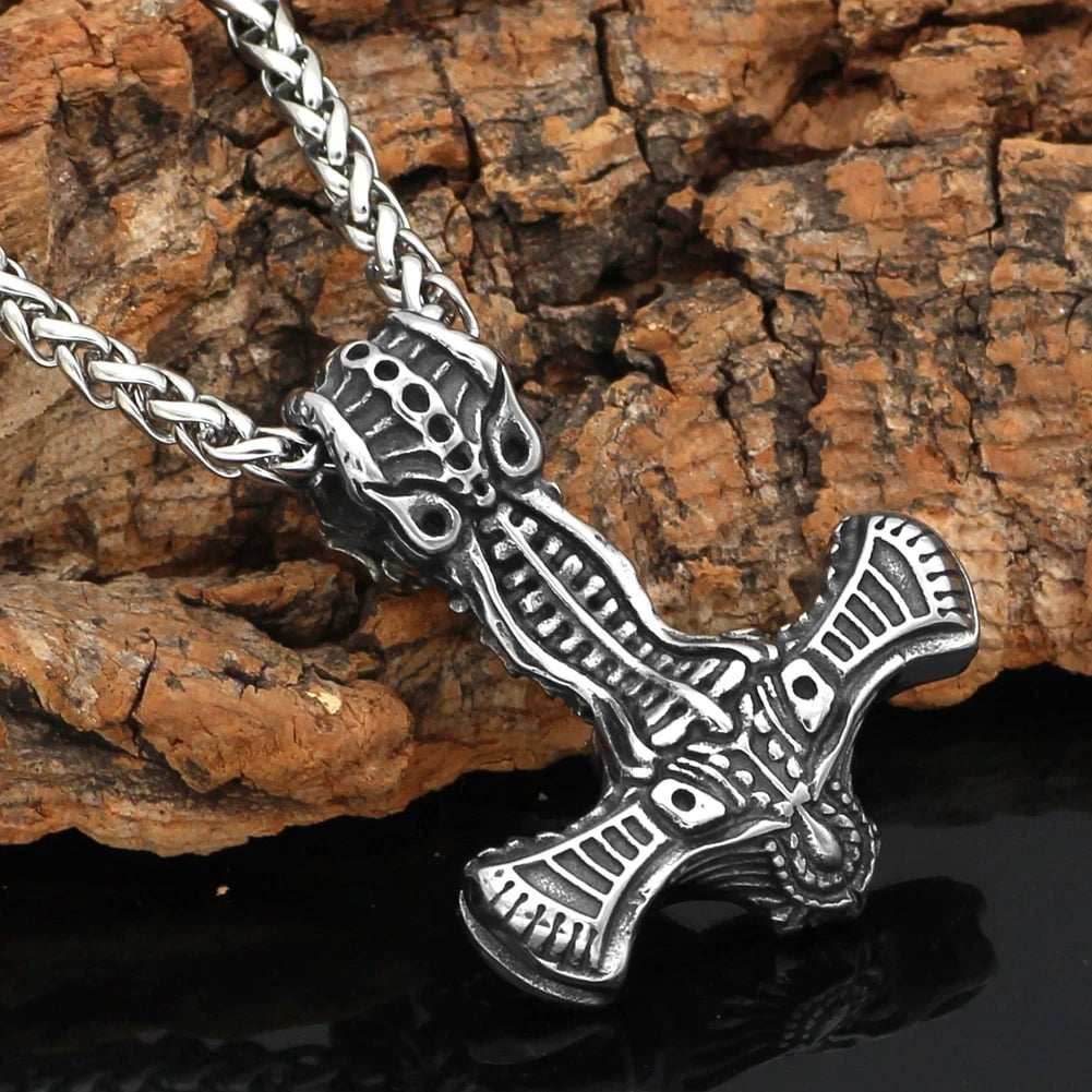 Vikings Mjolnir and Celtic Knot Stainless Steel Necklace - 