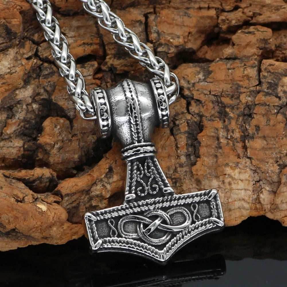 Vikings Mjolnir and Celtic Knot Stainless Steel Necklace - 