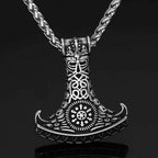 Vikings Raven in Mjolnir Stainless Steel Necklace - 