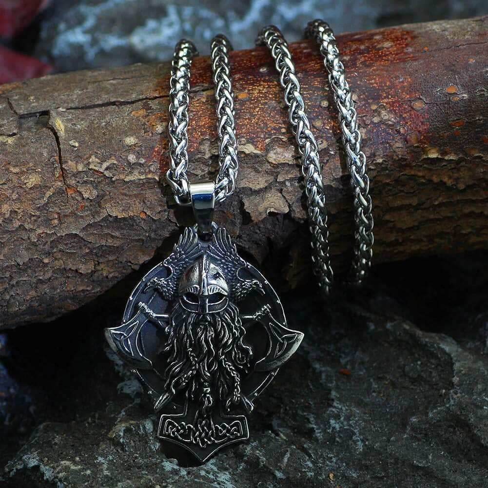 Vikings Warrior and Axe Stainless Steel Necklace - 