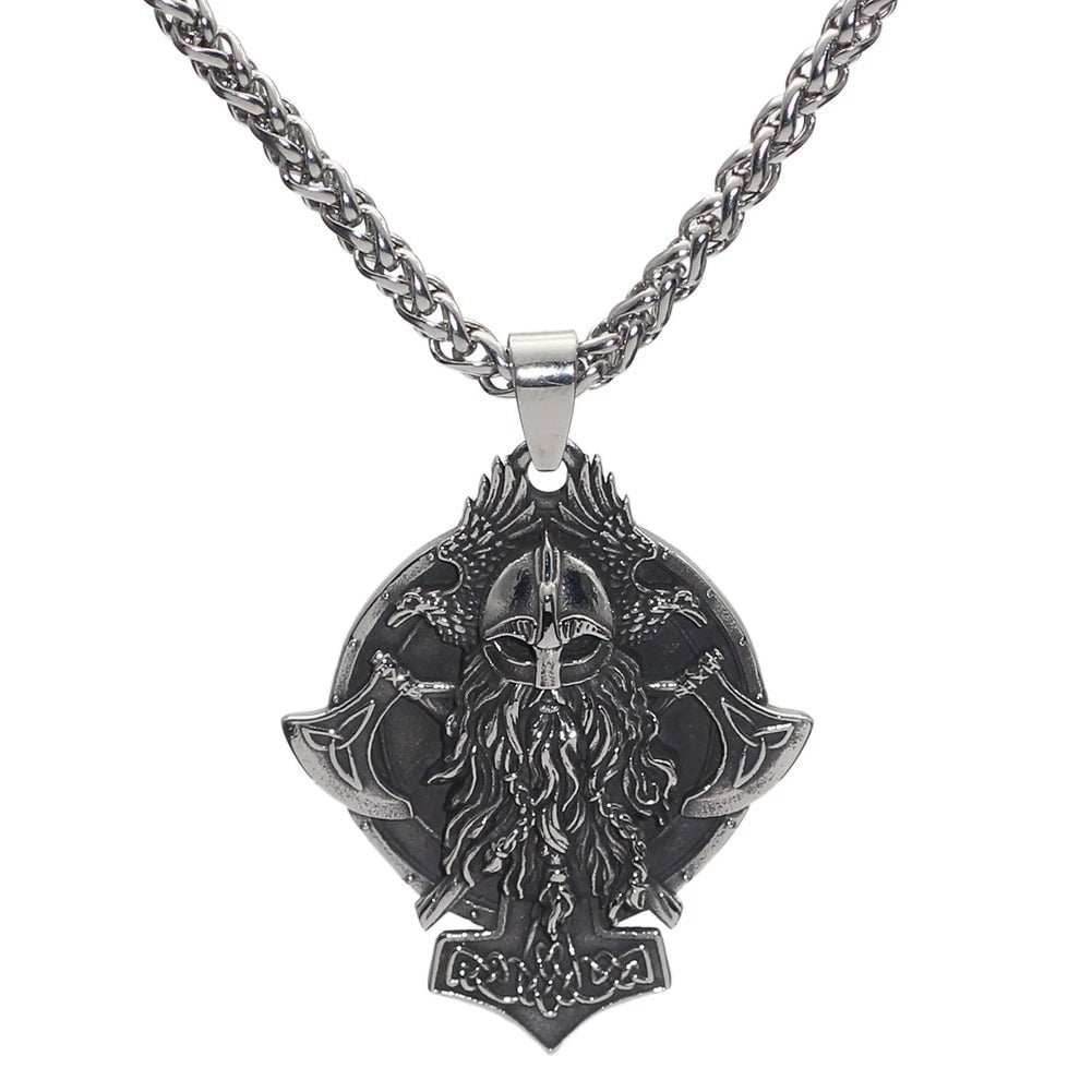 Vikings Warrior and Axe Stainless Steel Necklace - 