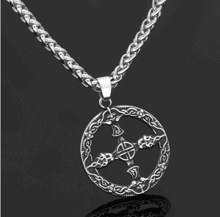 Celtic Shield Knot and Cross Stainless Steel Necklace - 