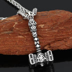 Vikings Valknut Thor Hammer Stainless Steel Necklace - 