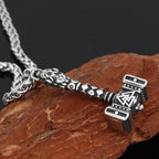 Vikings Valknut Thor Hammer Stainless Steel Necklace - 
