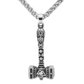 Vikings Valknut Thor Hammer Stainless Steel Necklace - 