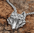 Vikings Fenrir Wolf Head Pendant Necklace - 