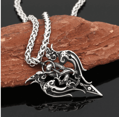 Vikings Huginn and Munnin Pendant Necklace - Snake Chain