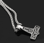 Vikings Mjolnir with Goat Skull Pendant Necklace - 