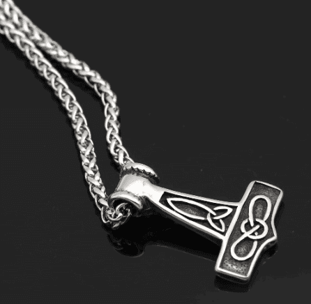 Vikings Mjolnir with Goat Skull Pendant Necklace - 