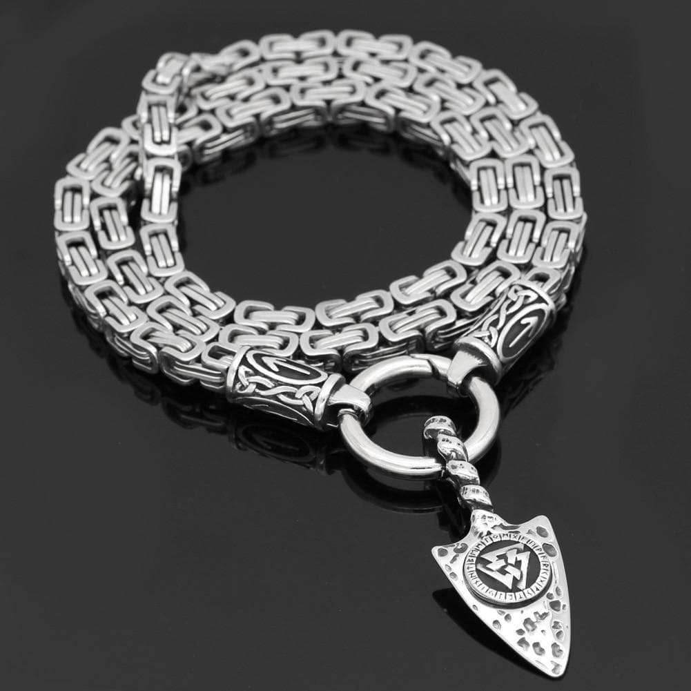 Vikings Gungnir Valknut Stainless Steel Necklace - Pendant and Chain / 70 CM / 28 INCHES