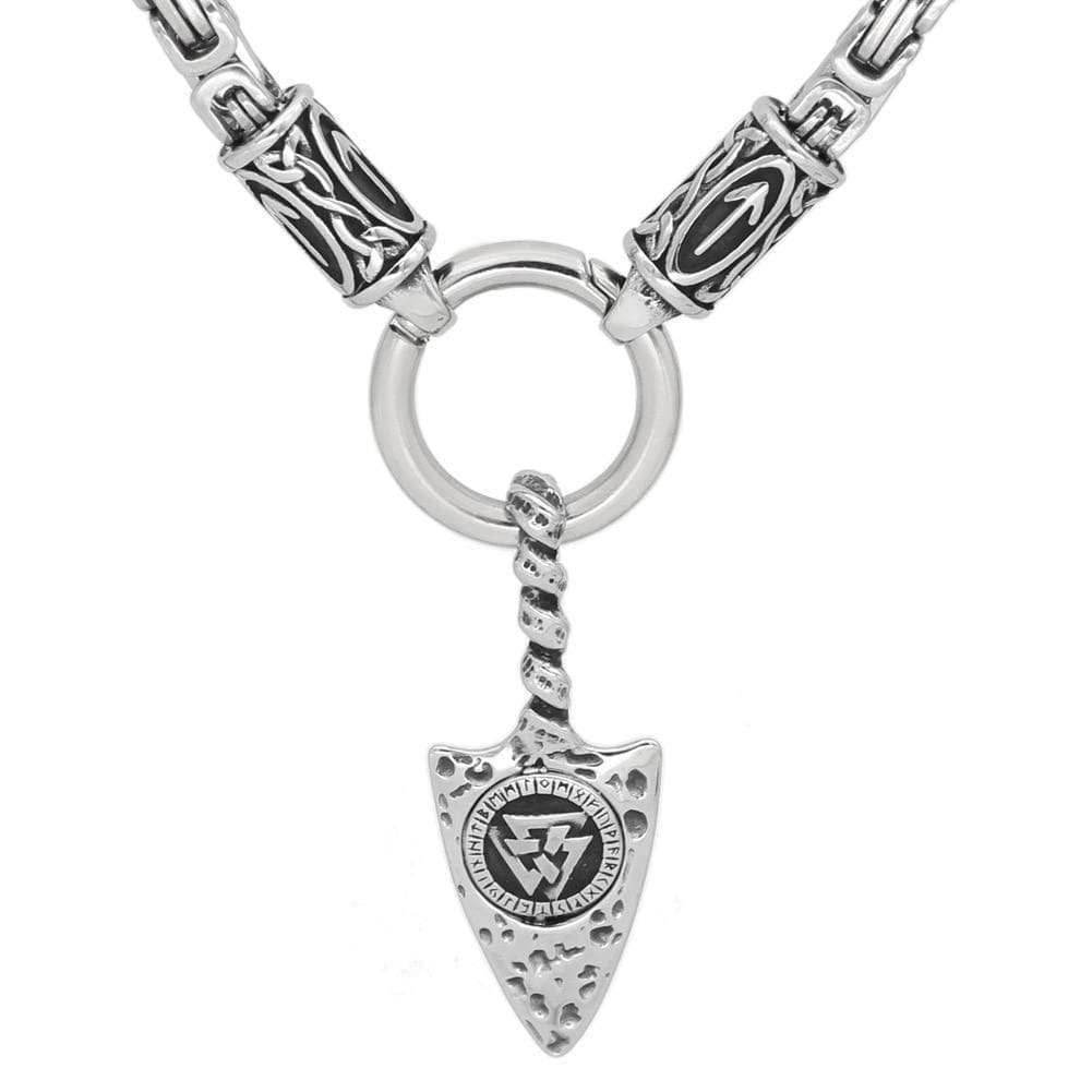 Vikings Gungnir Valknut Stainless Steel Necklace - Pendant and Chain / 70 CM / 28 INCHES