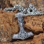 Vikings Skull Mjolnir Stainless Steel Necklace - 