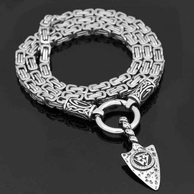 Vikings Gungnir Valknut Stainless Steel Necklace - Pendant and Chain / 70 CM / 28 INCHES