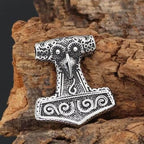 Vikings Thor Hammer Raven Knot Amulet Necklace - Pendant