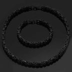 Viking Stainless Steel King Chain + Bracelet - 50 CM / 20 INCHES / Black / 23 CM / 9 INCHES