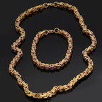 Viking Stainless Steel King Chain + Bracelet - 50 CM / 20 INCHES / Gold / 23 CM / 9 INCHES