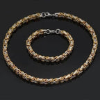 Viking Stainless Steel King Chain + Bracelet - 50 CM / 20 INCHES / Gold & Silver / 23 CM / 9 INCHES