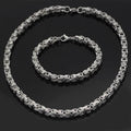 Viking Stainless Steel King Chain + Bracelet - 50 CM / 20 INCHES / Silver / 23 CM / 9 INCHES