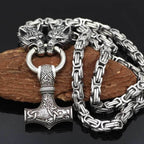 Vikings Wolf Mjolnir Stainless Steel King Chain Necklace - 50CM / 20 Inches