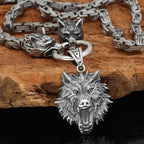 Vikings Geri & Freki Fenrir's Head Stainless Steel Necklace - 50 CM / 20 INCHES