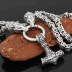 Vikings Geri & Freki Mjolnir King’s Chain Stainless Steel Necklace - 50 CM / 20 INCHES