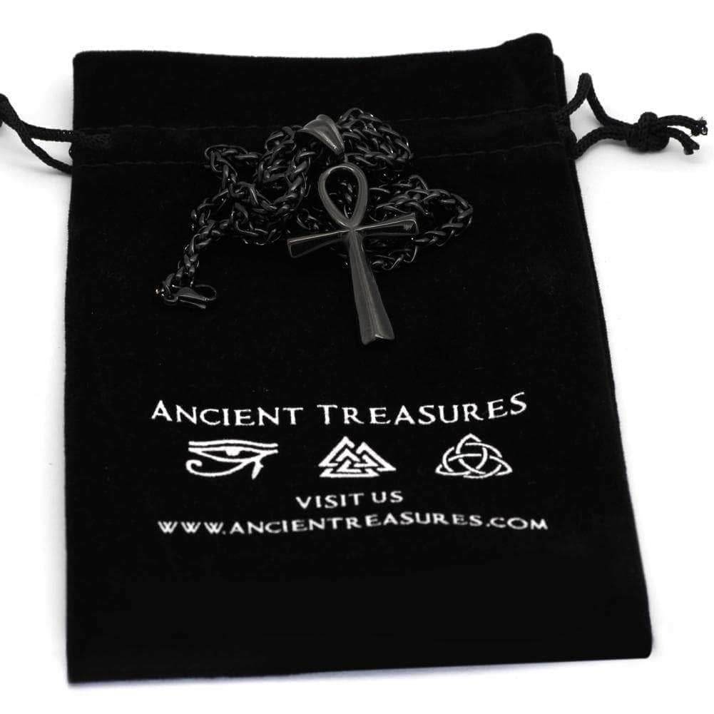 Ancient Egypt Life and Balance Stainless Steel Necklace - Black Matt
